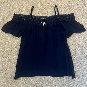 Navy Blue Off the Shoulder Top Size Small